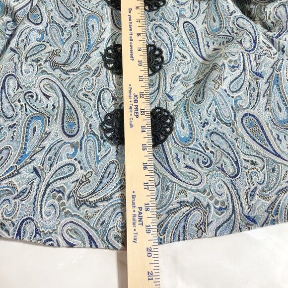 Trina Turk Los Angeles Palm Springs Paisley Peacock Fur Cuff Jacket Sz 10 - Picture 4 of 12